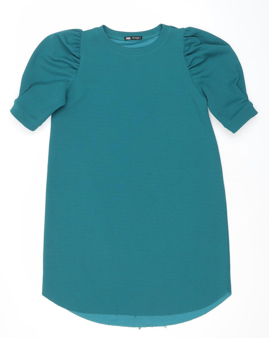Zara Women’s Green Puff Sleeve T-Shirt Dress Size 8