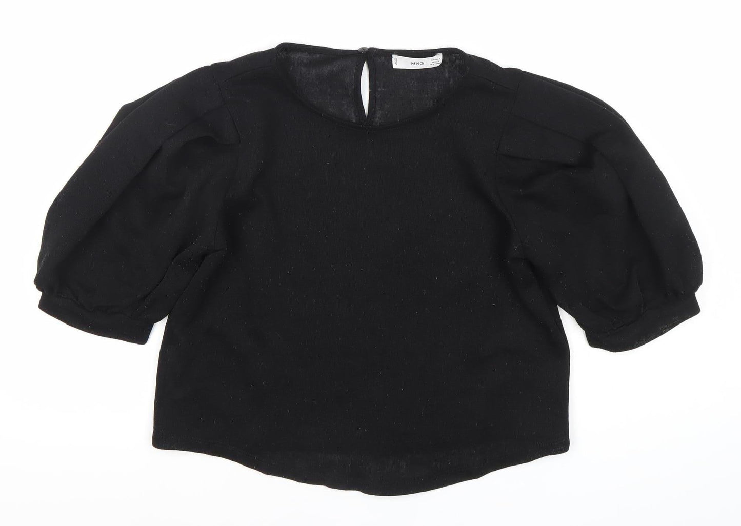 MNG Women’s Black Puff Sleeve Blouse Size S Polyester