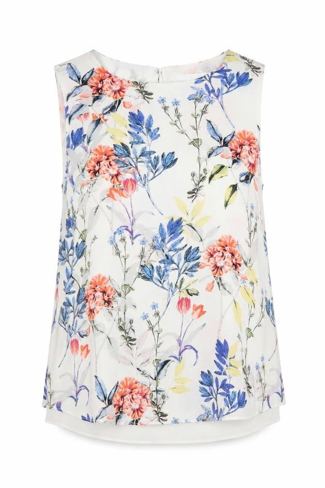 Rose Olive Womens Multicoloured Floral Sleeveless Blouse M