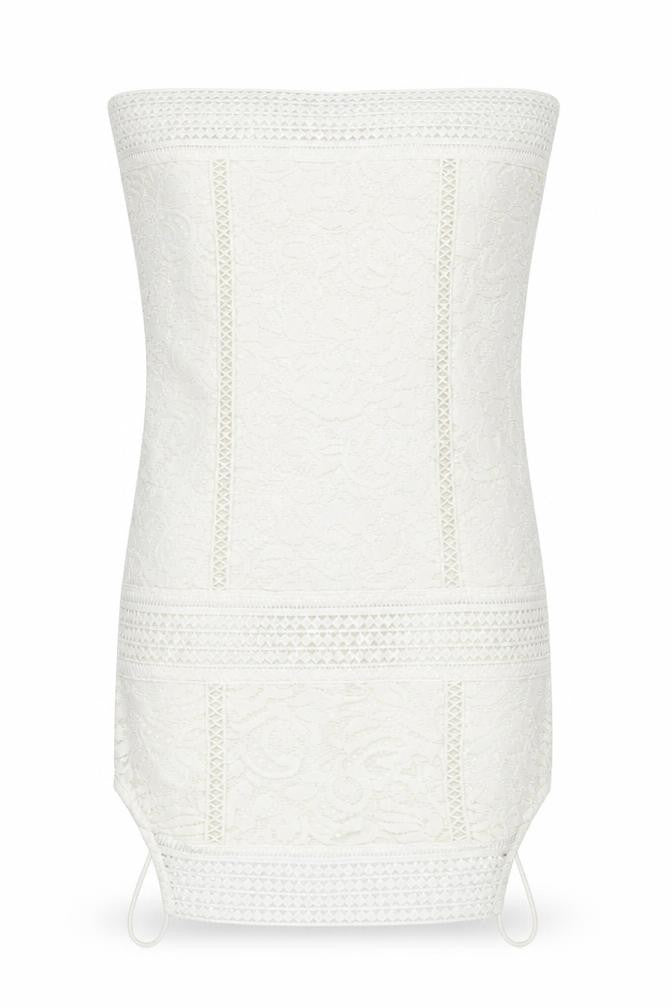 Topshop Women White Lace Bodycon Dress Size 12 Party Cocktail