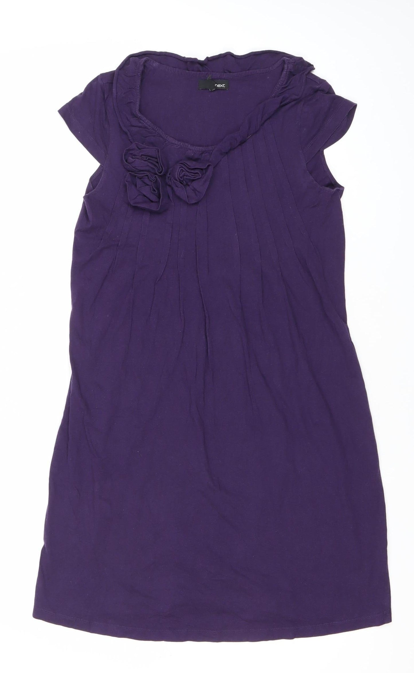Next Women’s Purple Cotton Shift Dress Size 10 Scoop Neck Workwear