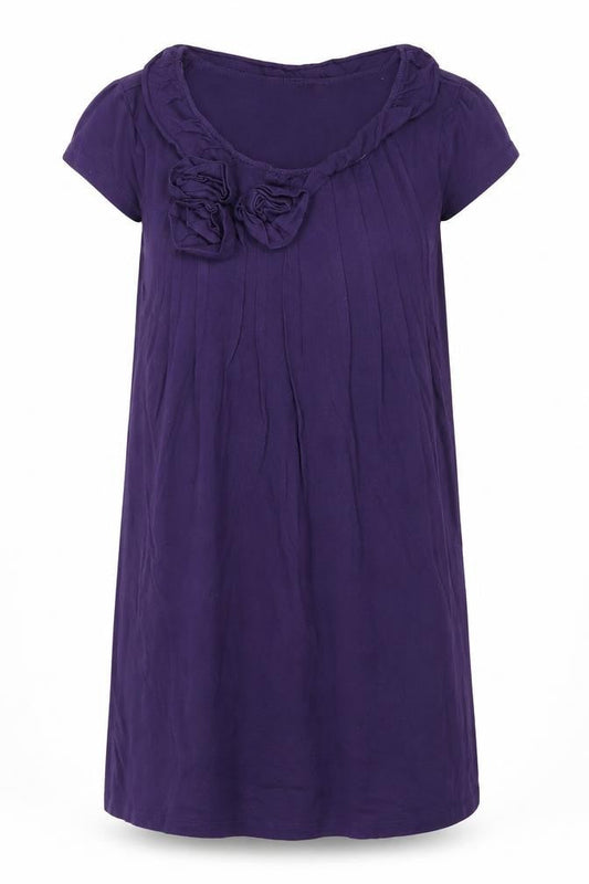 Next Women’s Purple Cotton Shift Dress Size 10 Scoop Neck Workwear