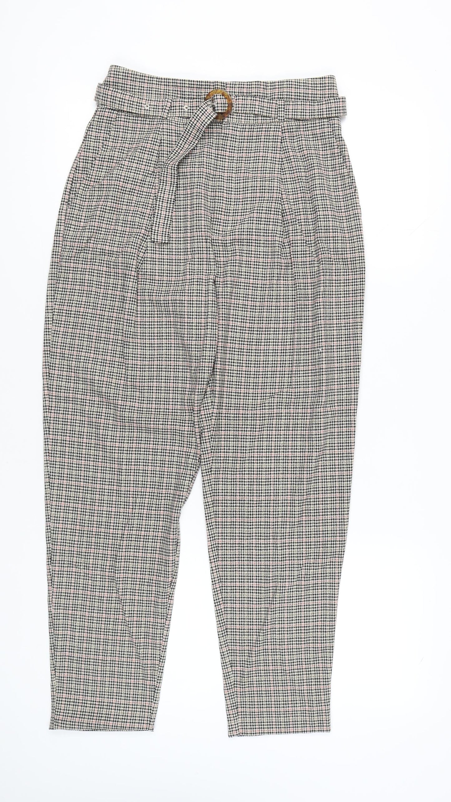 MNG Basics Women’s Multicoloured Check Paperbag Trousers Size 8