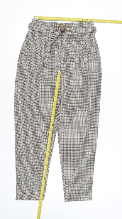 Mango Basics Women’s Multicoloured Check Paperbag Trousers Size 8