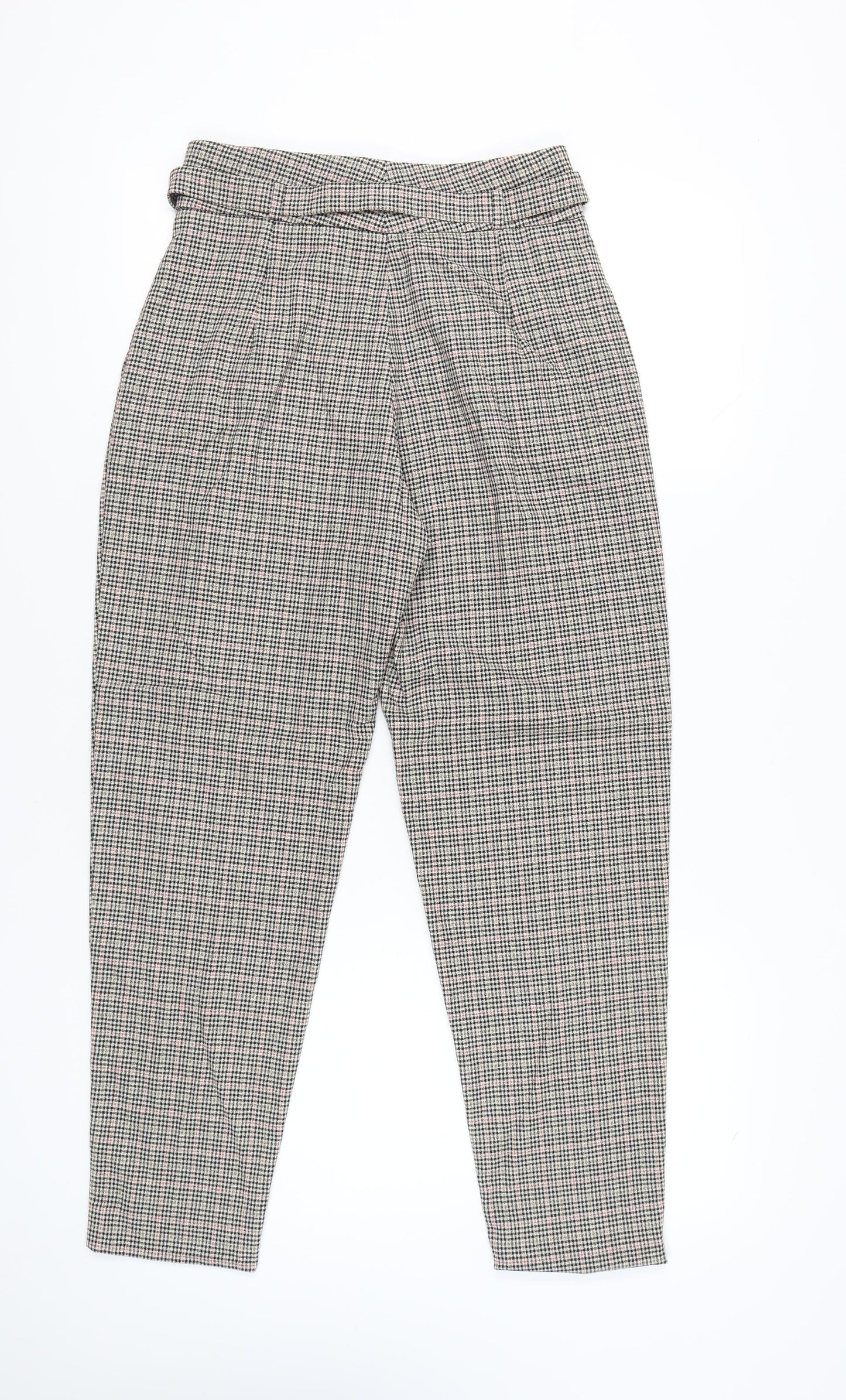 MNG Basics Women’s Multicoloured Check Paperbag Trousers Size 8