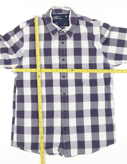 American Eagle Outfitters Men's Blue Check Long Sleeve Shirt M