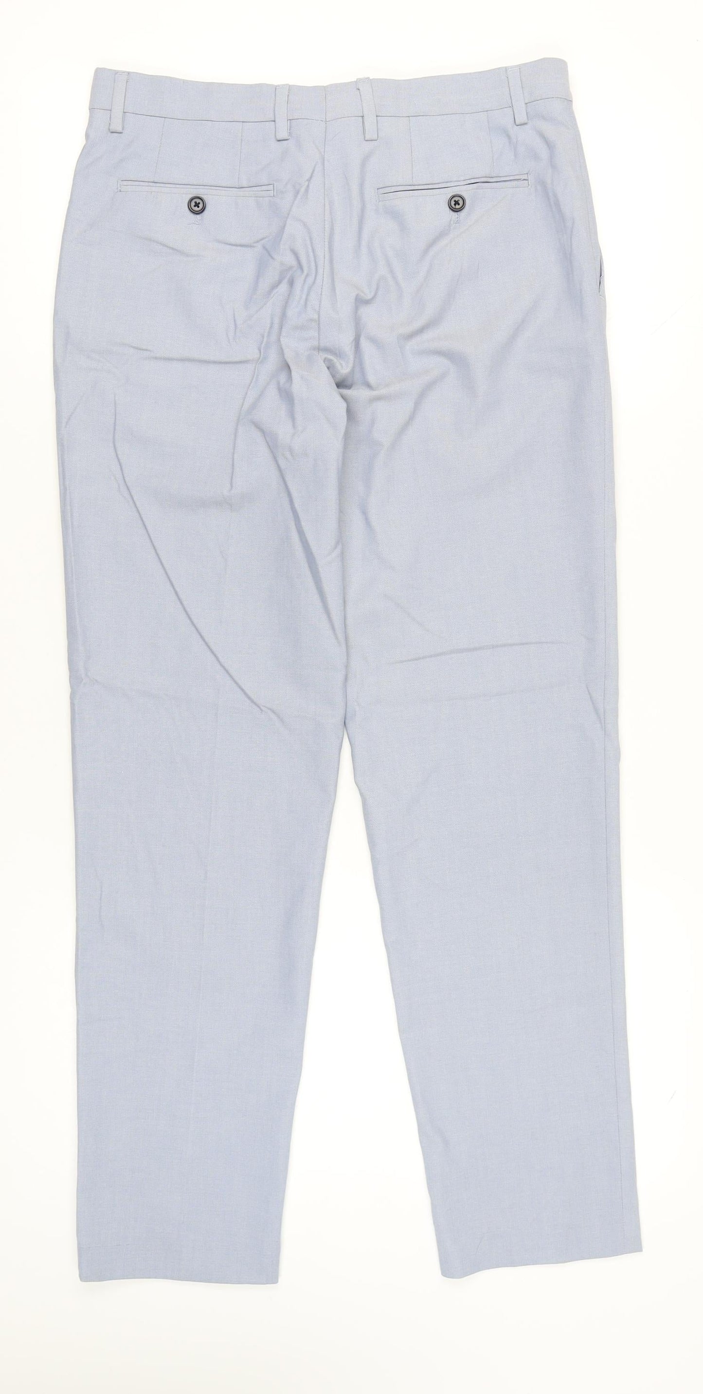 Zara Women Blue Size 12 Chino Trousers Polyester Blend
