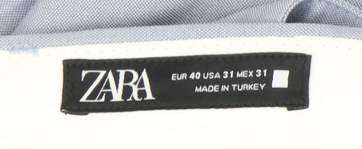 Zara Women Blue Size 12 Chino Trousers Polyester Blend