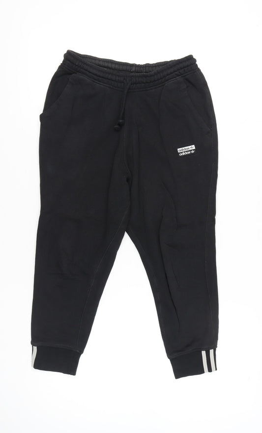 Adidas Womens Black Jogger Sweatpants Size 8 Cotton Blend Activewear