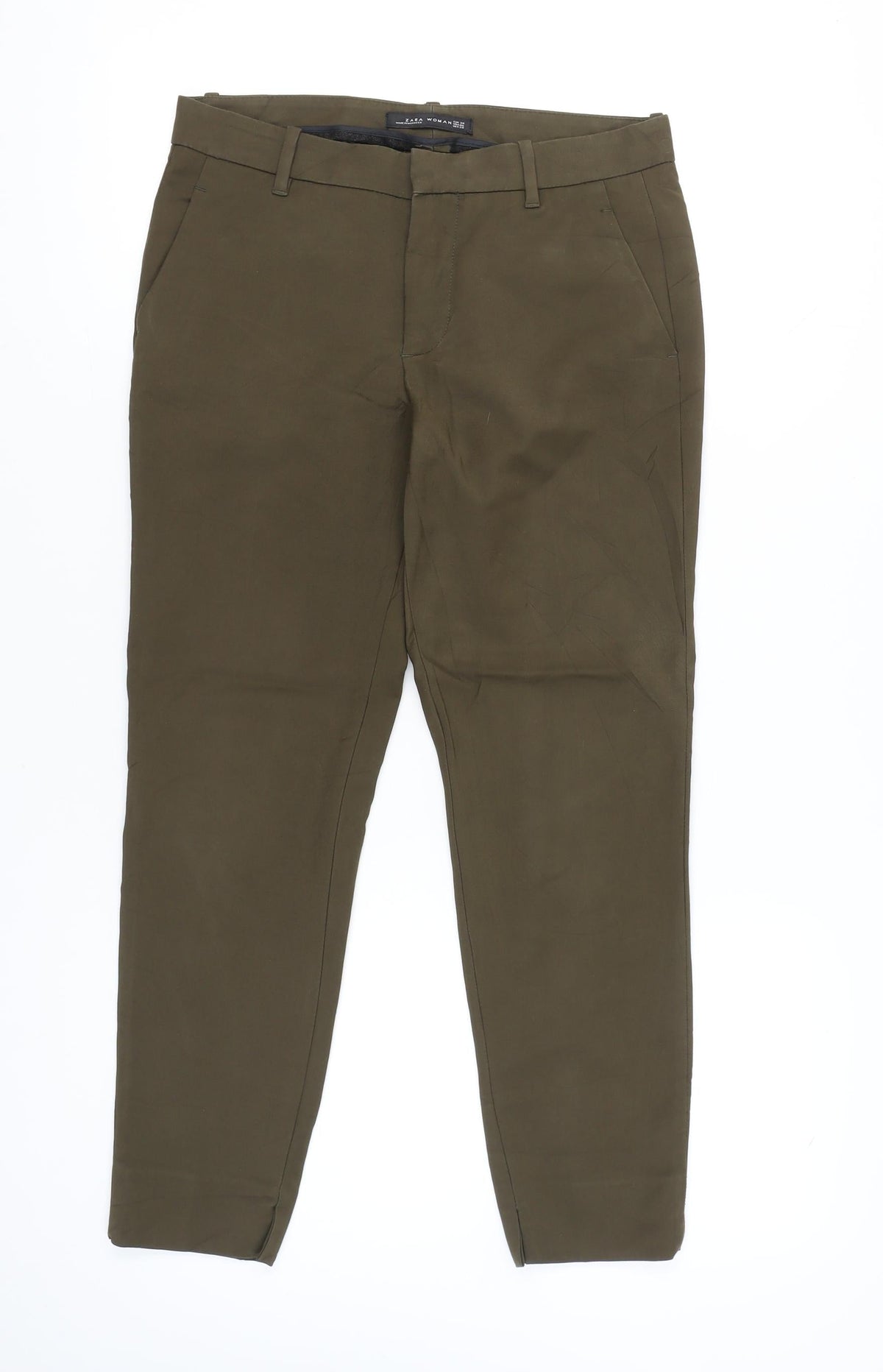 Zara Woman Green Slim Fit Chino Trousers Womens Size 2