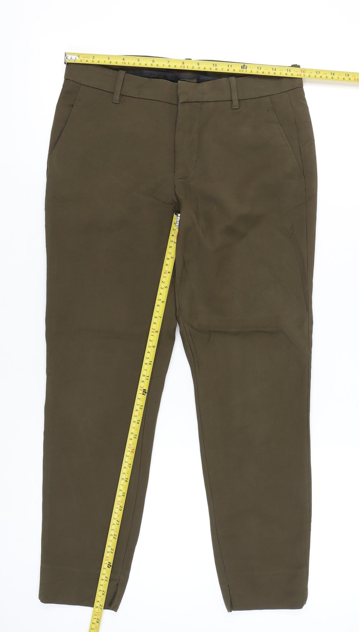 Zara Woman Green Slim Fit Chino Trousers Womens Size 2