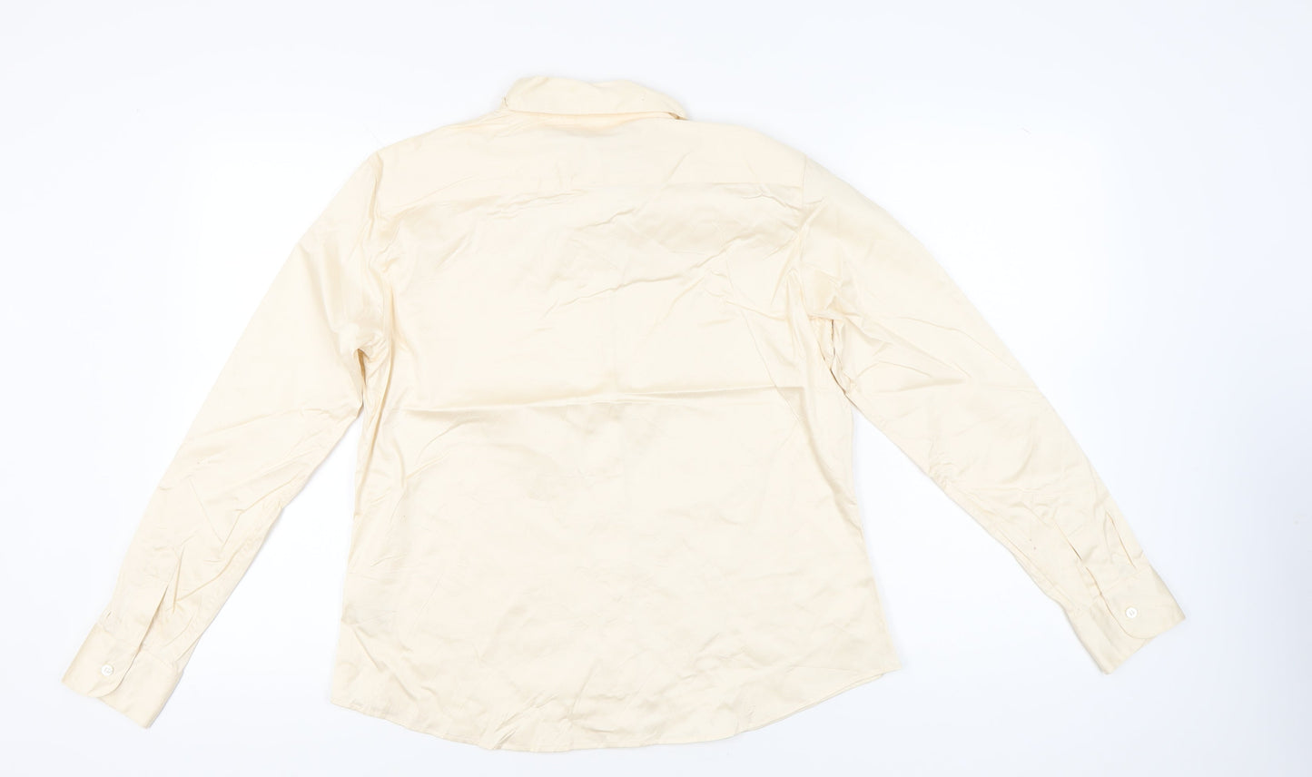 Hilditch & Key Women’s Beige Cotton Blend Long Sleeve Button-Up Shirt UK18