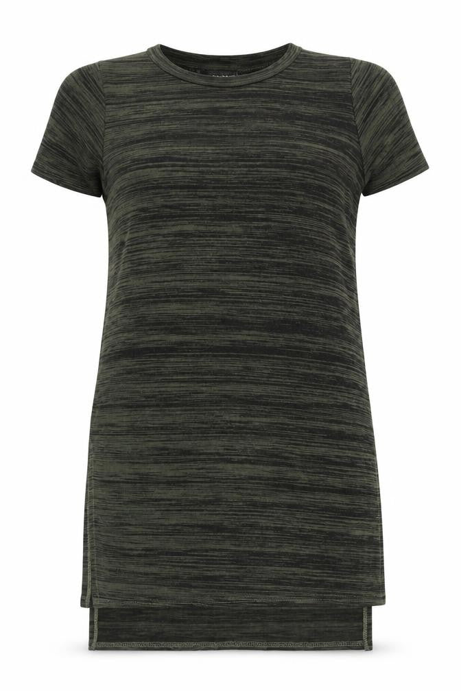 Quiz Women Green Striped Tunic T-Shirt Size 12 Short Sleeve