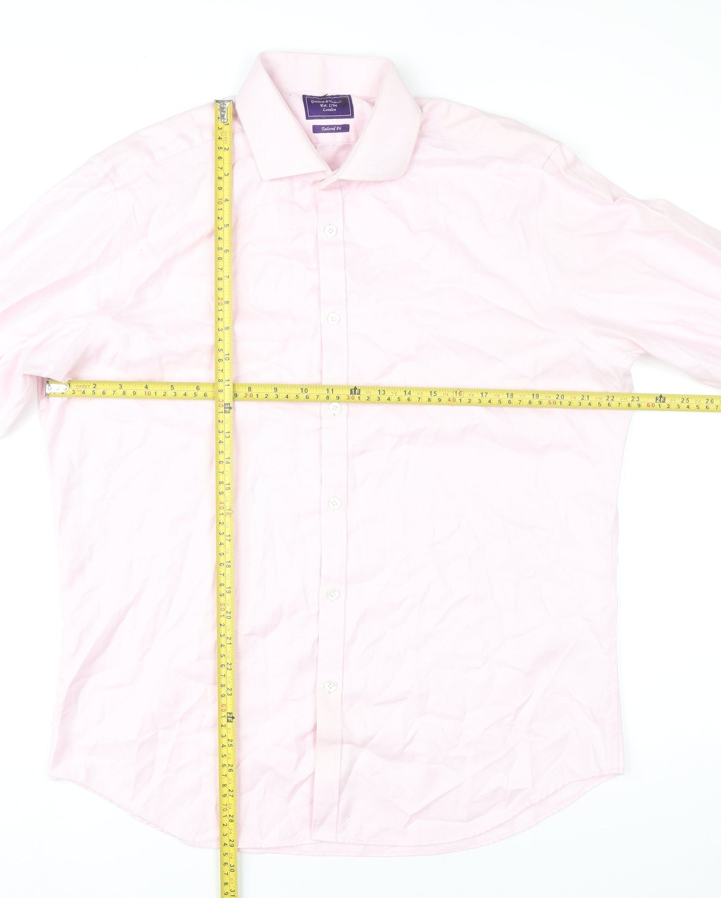 Guthrie & Valentine Mens Pink 16.5 Slim Fit Cotton Dress Shirt