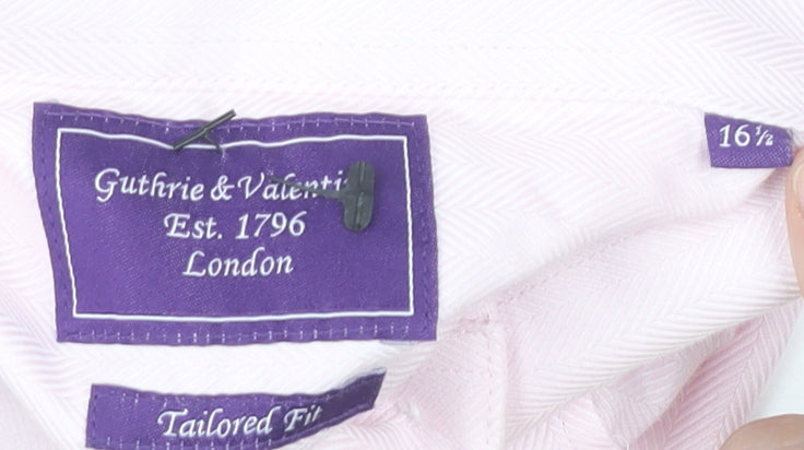 Guthrie & Valentine Mens Pink 16.5 Slim Fit Cotton Dress Shirt