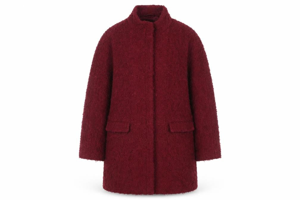 Monsoon Women’s Red Wool Blend Mid-Length Overcoat Size 14