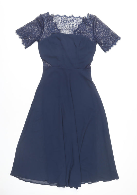 ASOS Women’s Blue Lace Midi A-Line Dress Size 8 Formal Party Wear