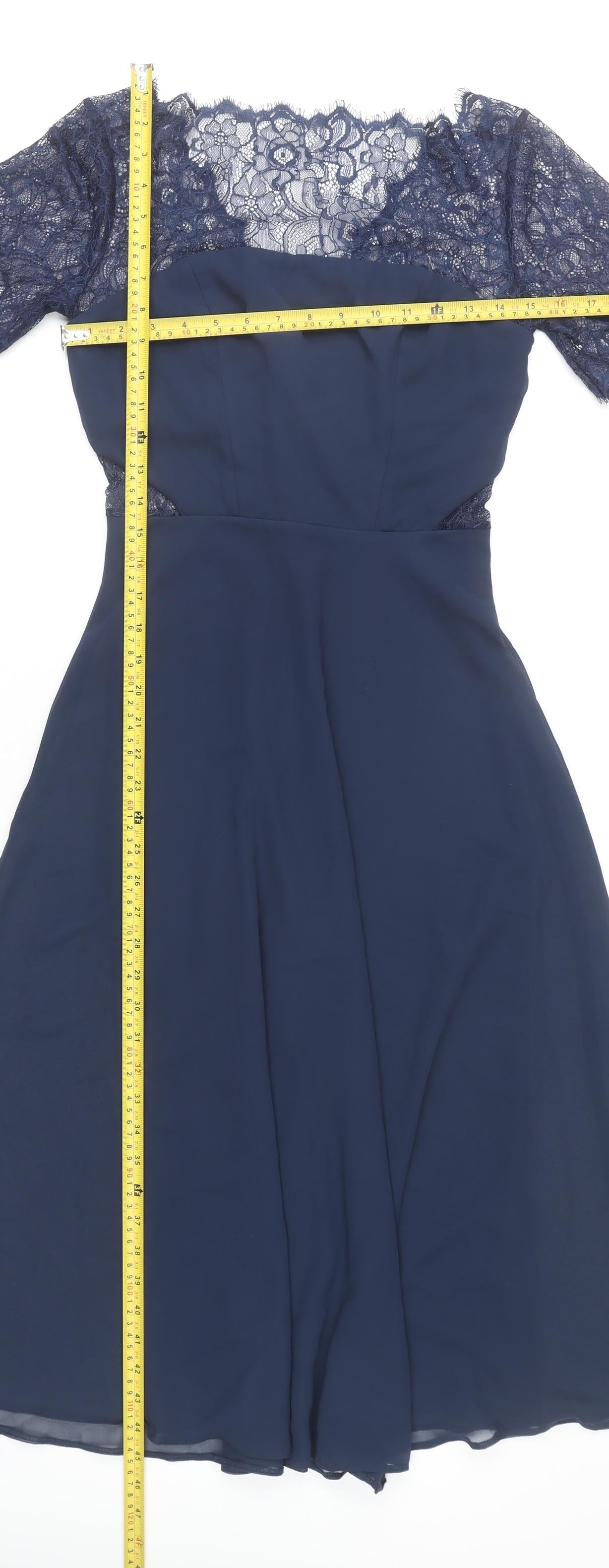ASOS Women’s Blue Lace Midi A-Line Dress Size 8 Formal Party Wear