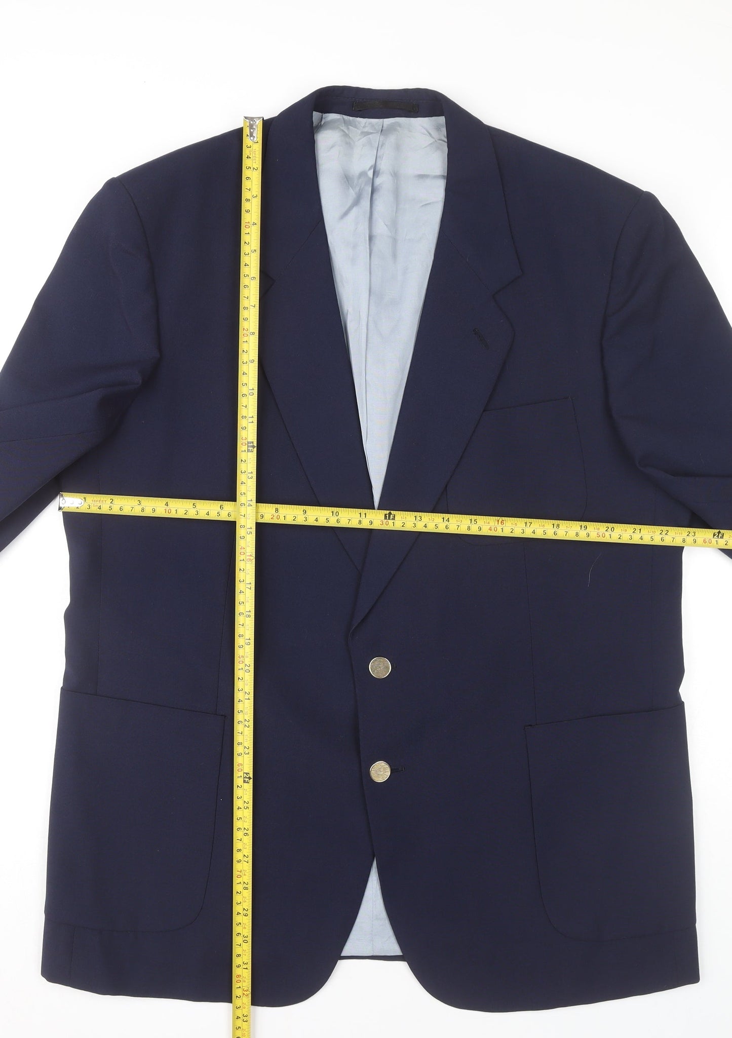 Varteks Men’s Blue Wool Blend Blazer Jacket Size 44 Classic Two-Button