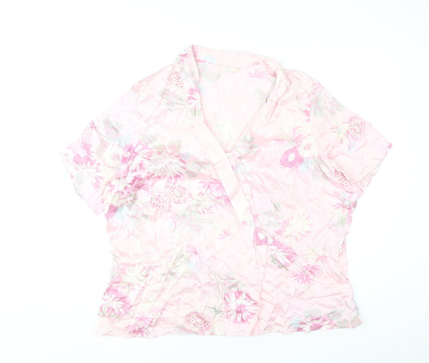 Marks and Spencer Women’s Pink Floral Wrap Blouse UK 20 Viscose