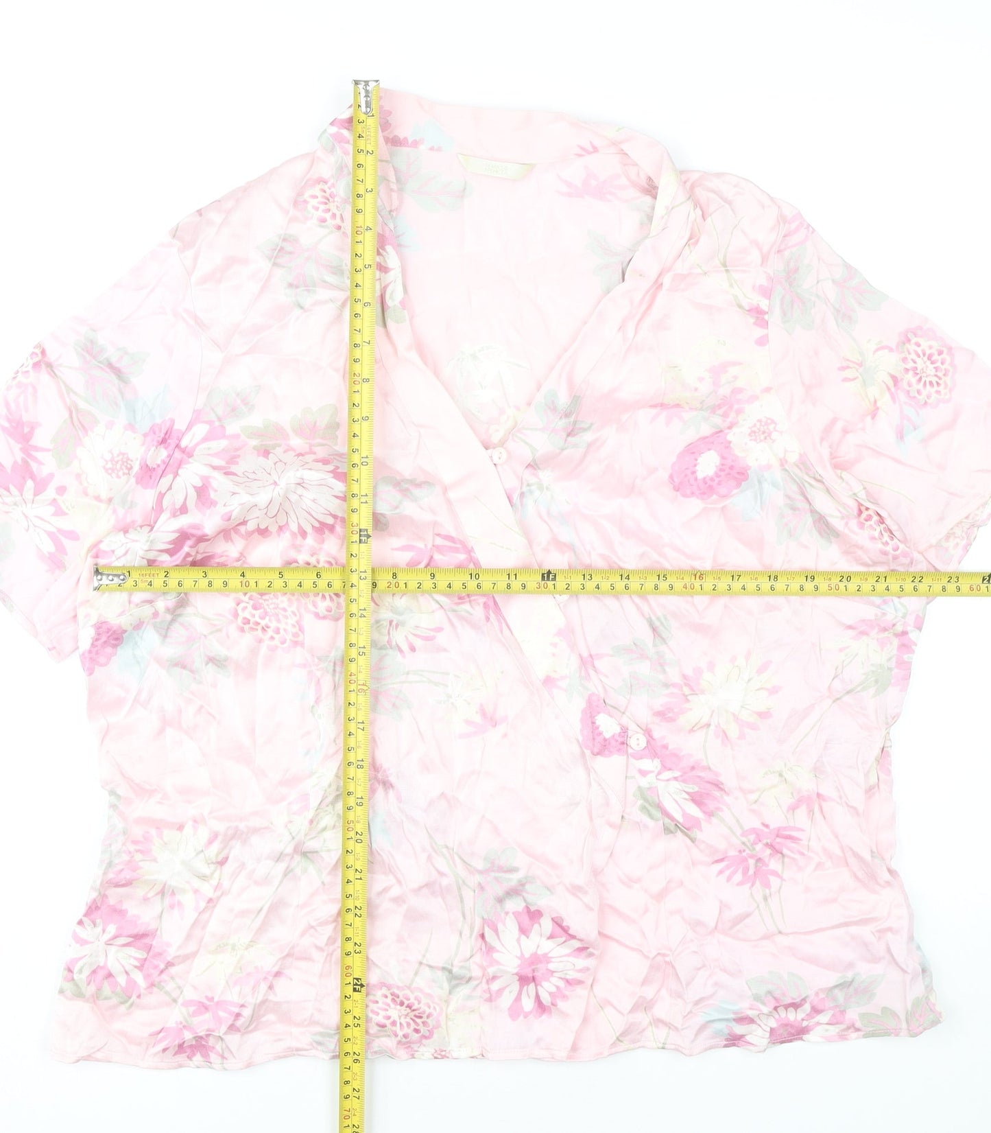 Marks and Spencer Women’s Pink Floral Wrap Blouse UK 20 Viscose
