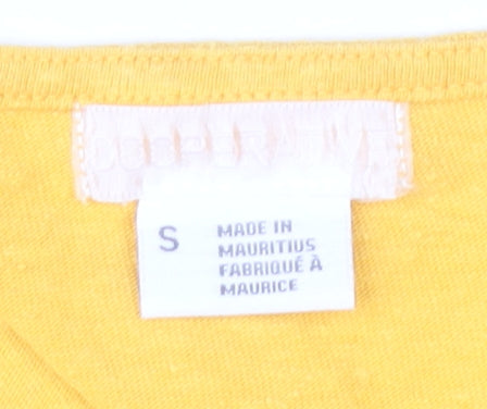 Cooperative Womens Yellow Cropped T-Shirt S Casual Scoop Neck