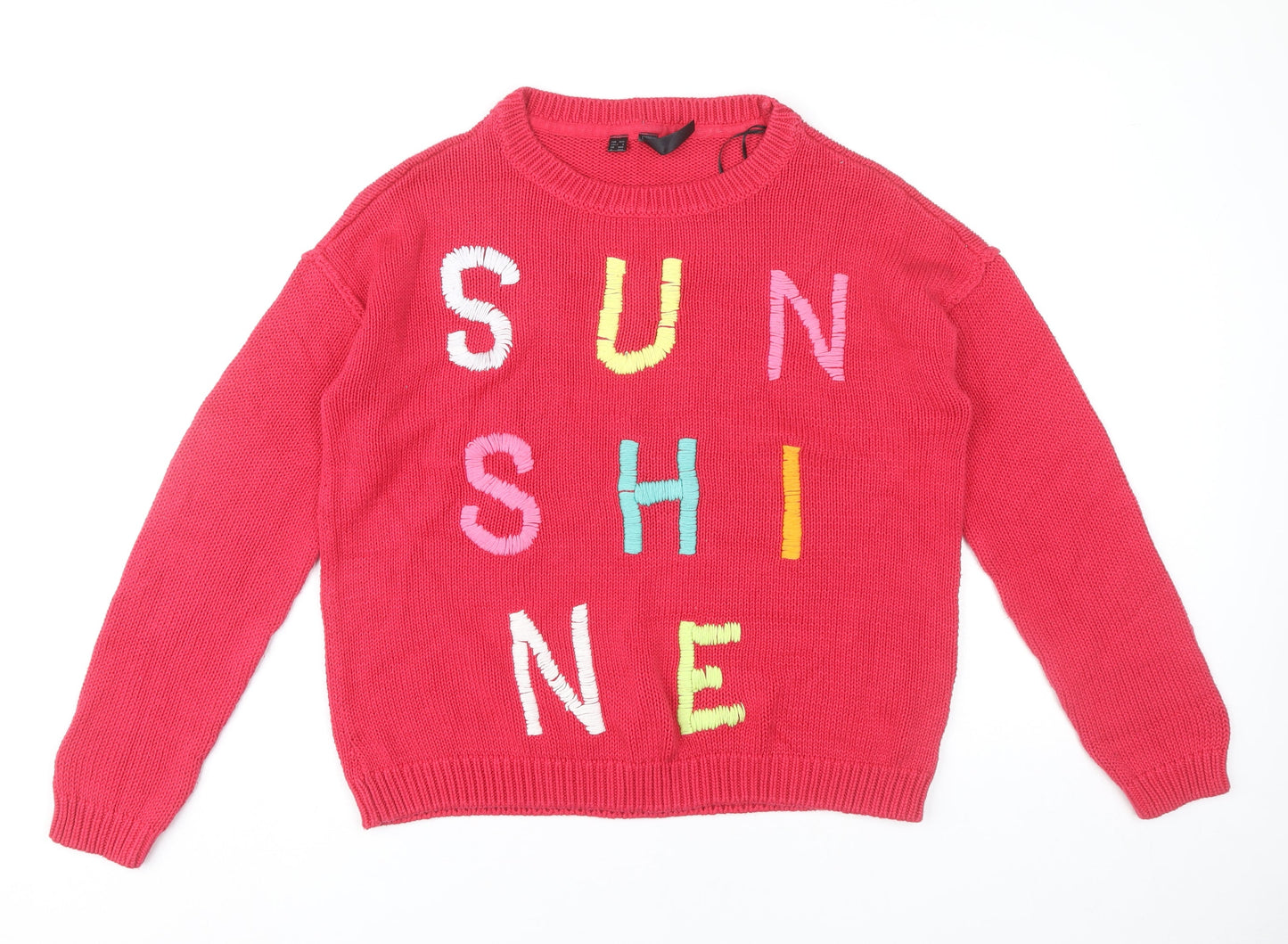 Rainbow Womens Red Sunshine Pullover Jumper Size 10 Cotton Blend