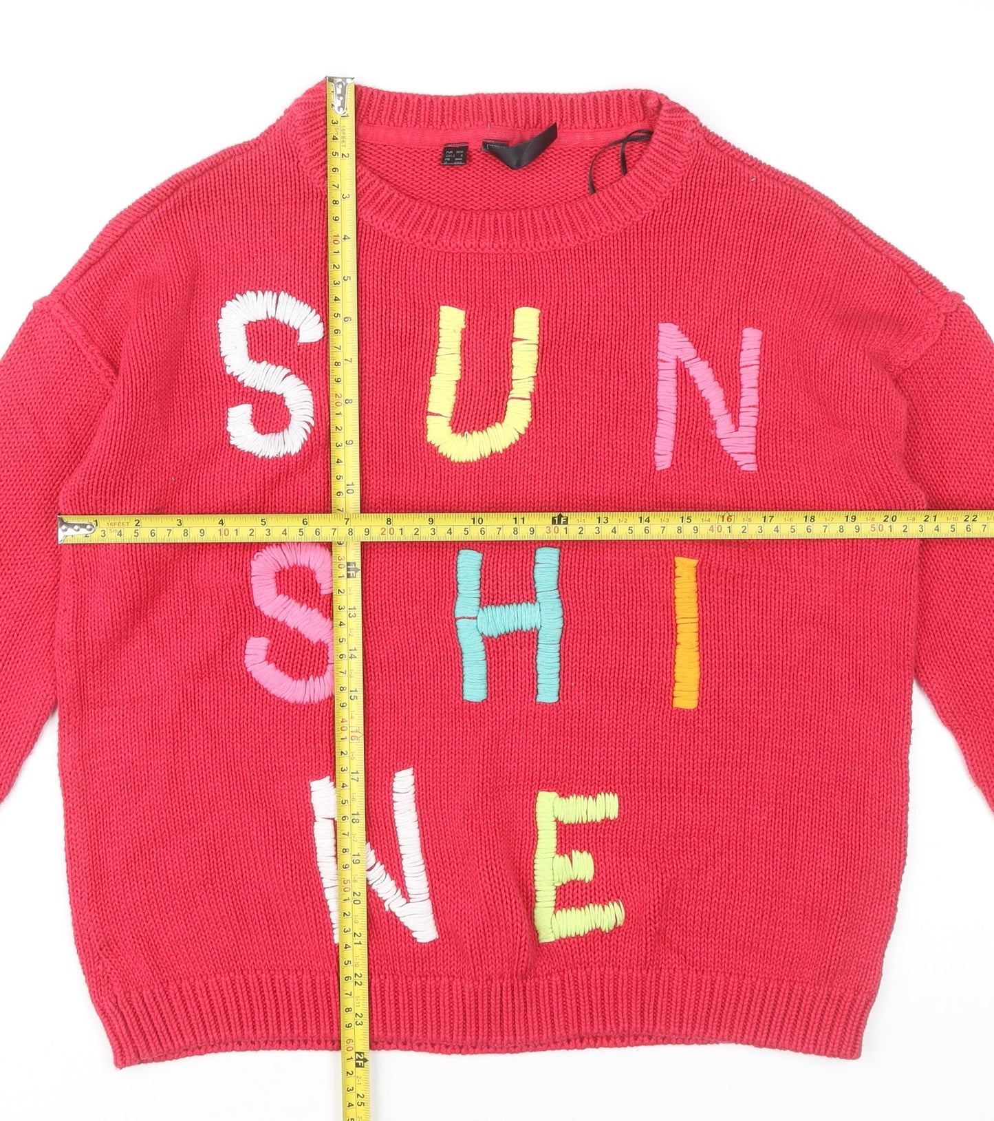Rainbow Womens Red Sunshine Pullover Jumper Size 10 Cotton Blend