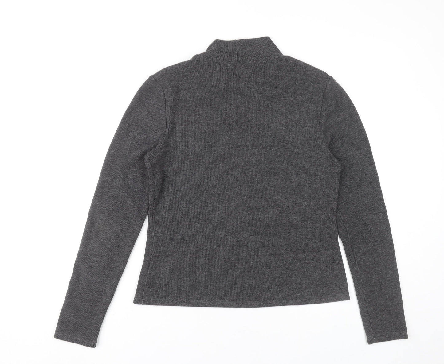 Oasis Womens Grey Mock Neck Long Sleeve Knit Top Size M