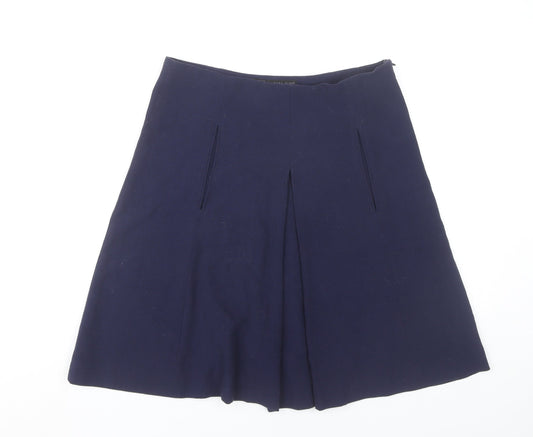 Zara Women Blue Size 12 A-Line Knee Length Skirt Workwear