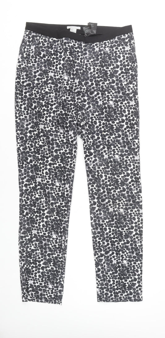 H&M Womens Black Animal Print Leggings Size 10 Slim Fit