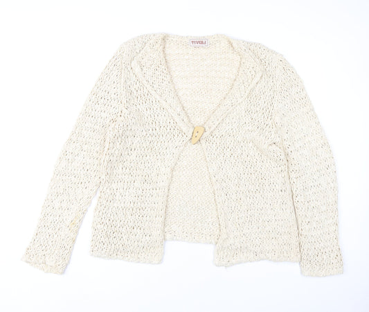 Tivoli Womens Beige XL Open-Knit Silk Cotton Cardigan