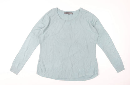 Additional front view of French Connection women’s blue jumper l pullover round neck long sleeve