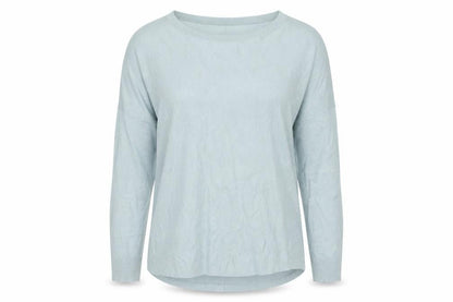 Front view of French Connection women’s blue jumper l pullover round neck long sleeve