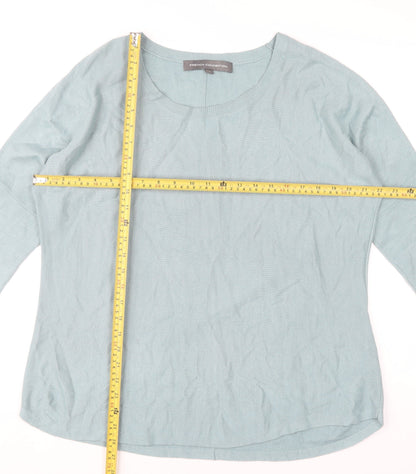 Back view of French Connection women’s blue jumper l pullover round neck long sleeve