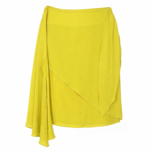 Zara Women’s Yellow XS Asymmetric Wrap Midi Skirt