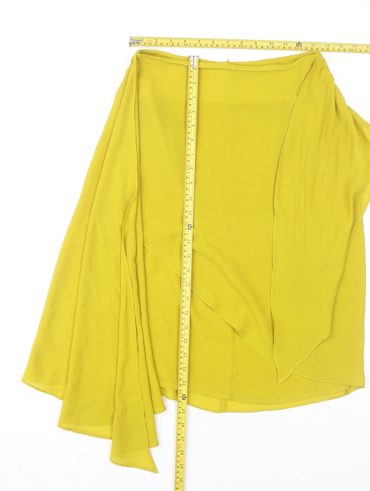 Zara Women’s Yellow XS Asymmetric Wrap Midi Skirt