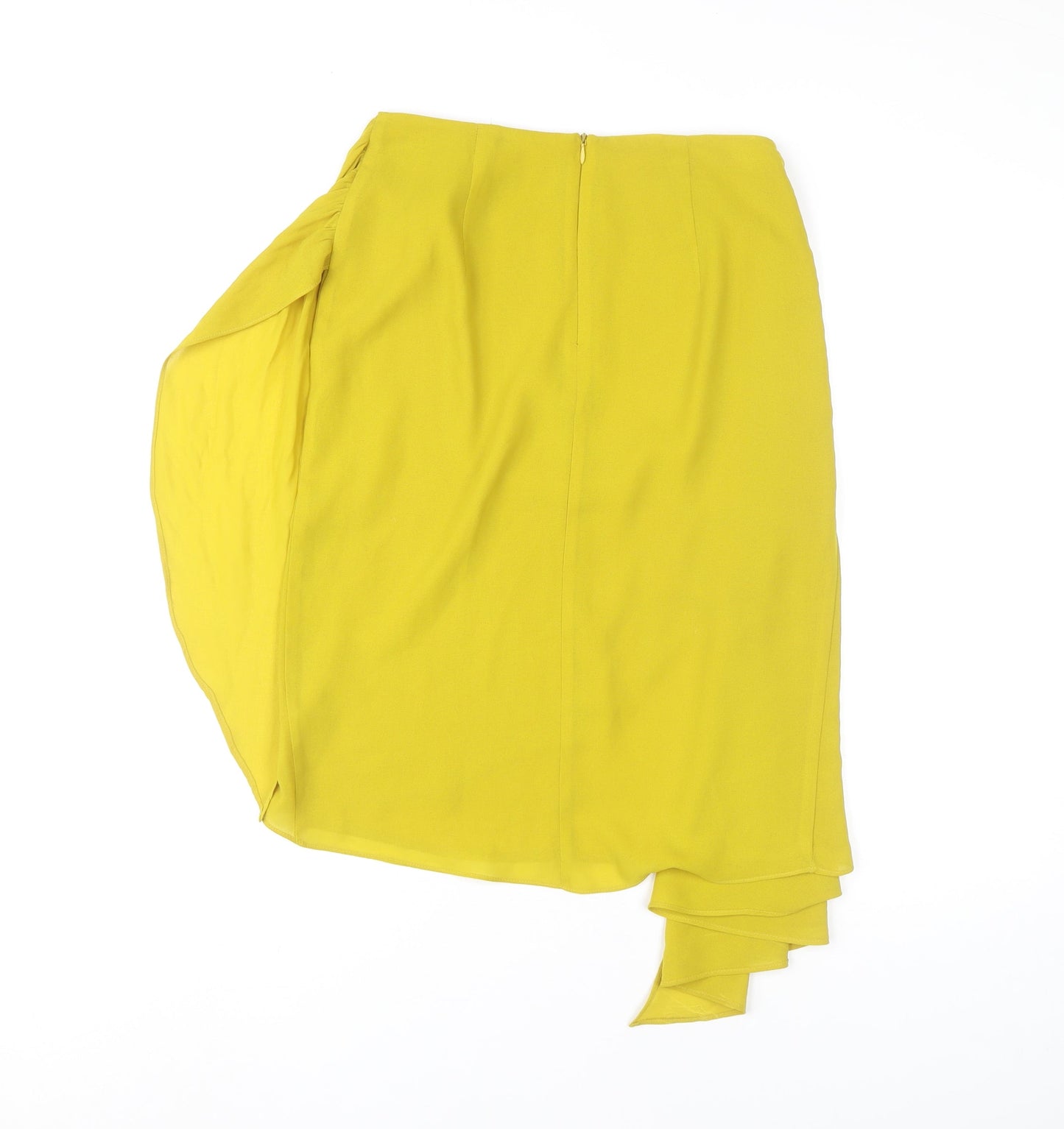 Zara Women’s Yellow XS Asymmetric Wrap Midi Skirt