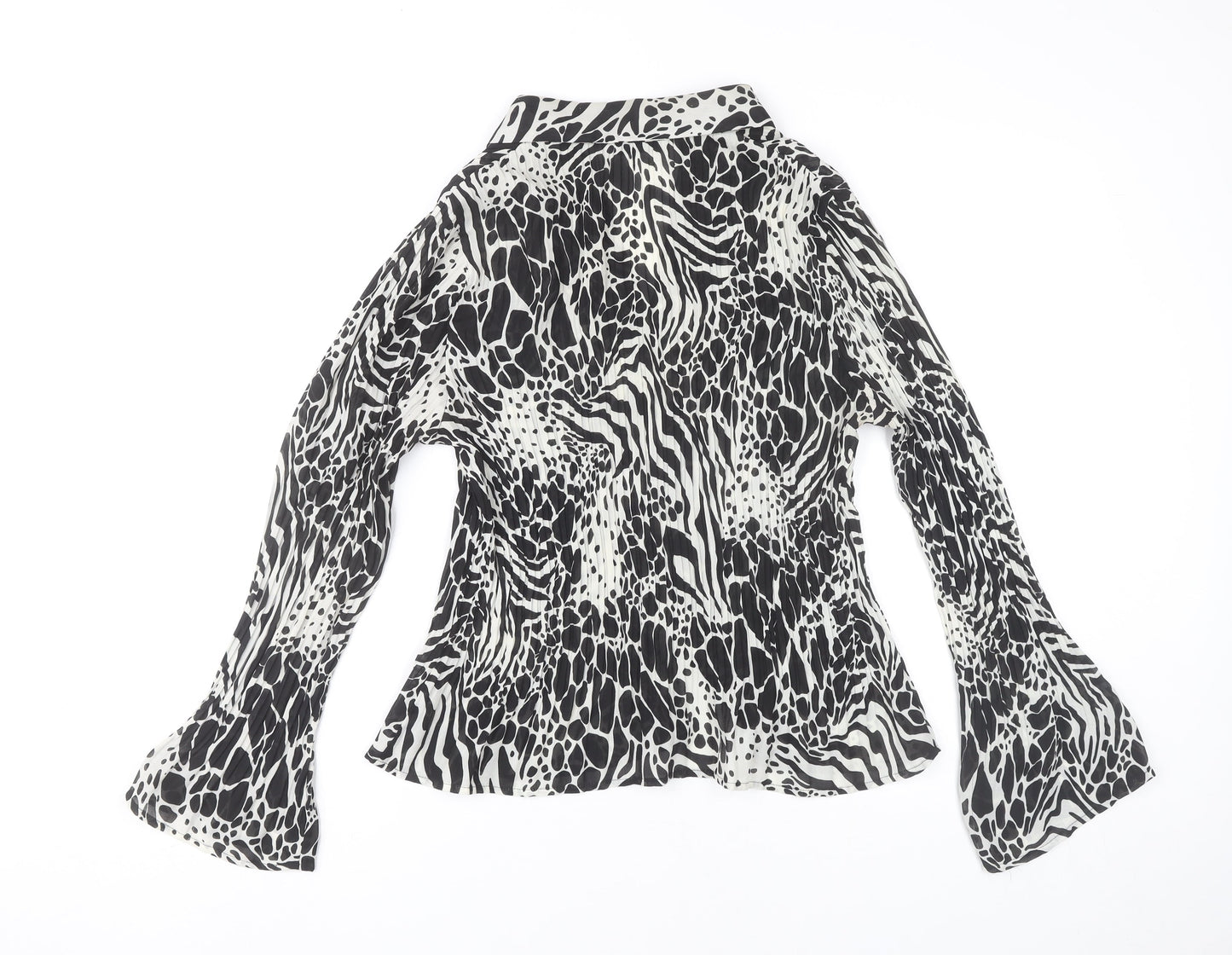 Marks and Spencer Women’s Black Animal Print Blouse UK 12 Long Sleeve