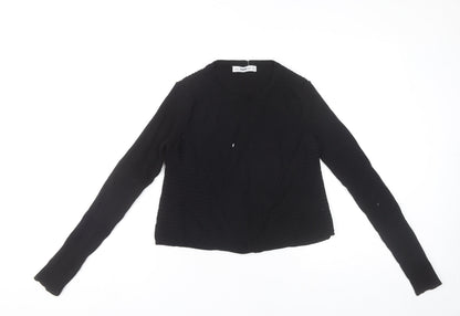 Zara Women Black Slim Fit Ribbed Knit Pullover Jumper Size M