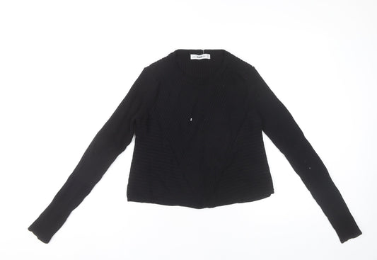 Zara Women Black Slim Fit Ribbed Knit Pullover Jumper Size M