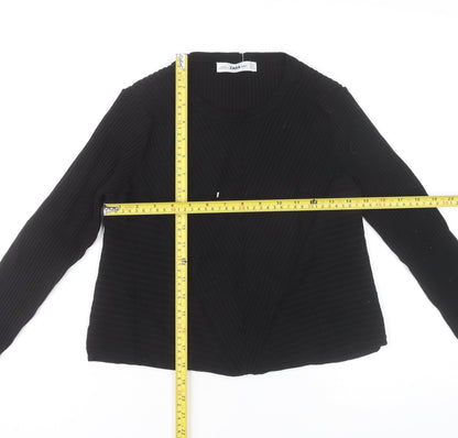 Zara Women Black Slim Fit Ribbed Knit Pullover Jumper Size M