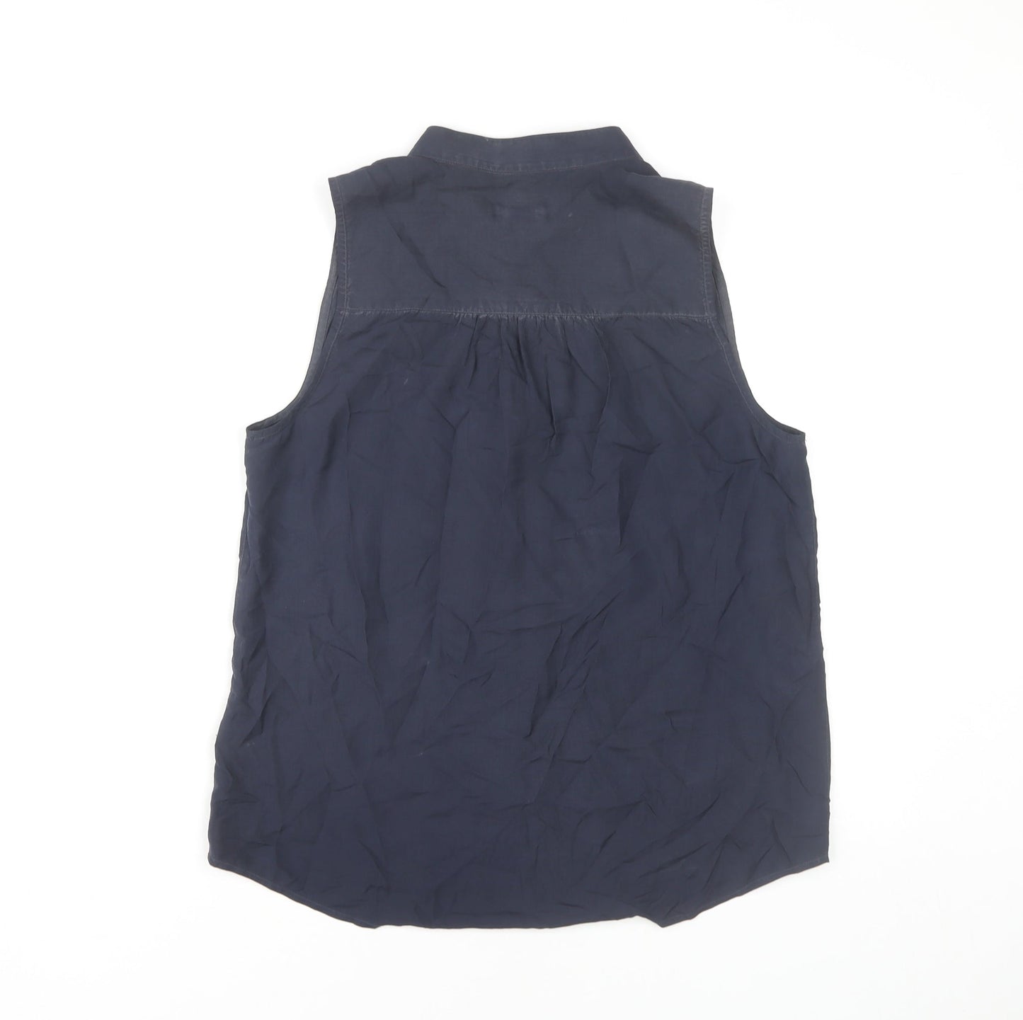 J.Crew Women’s Blue Silk Sleeveless Collared Blouse Size 4