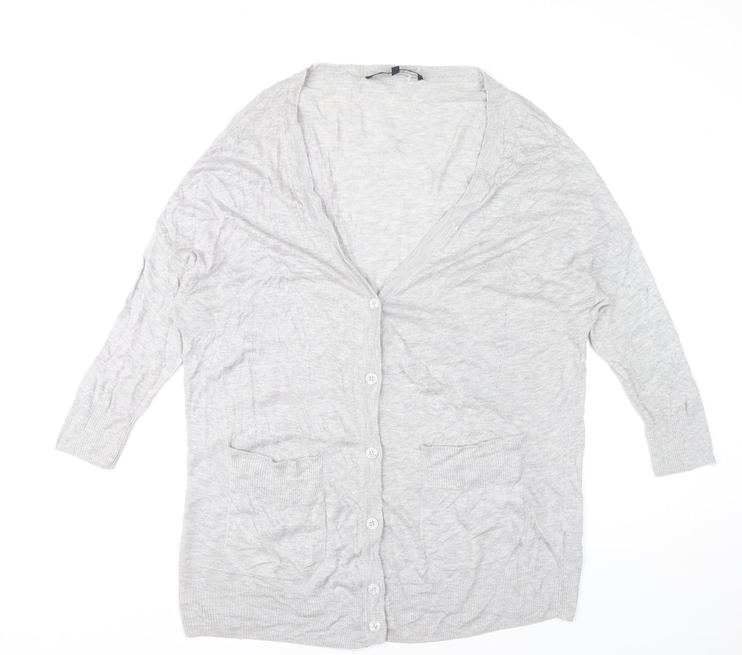 French Connection Women’s Grey M Cardigan V-Neck Long Sleeve Knit