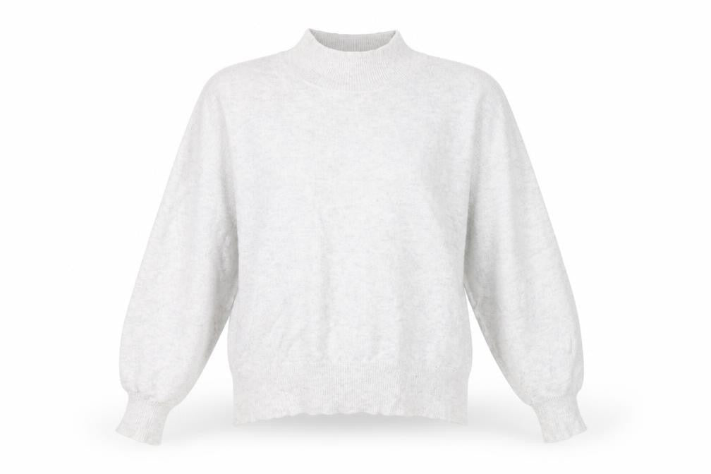 Fat Face Womens Grey Mock Neck Jumper Size 12 Wool Blend Pullover