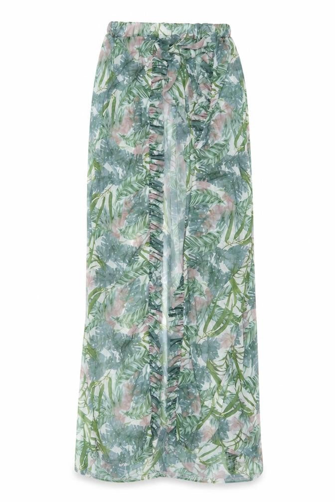 PrettyLittleThing Womens Tropical Wrap Maxi Skirt UK 6 Multicoloured