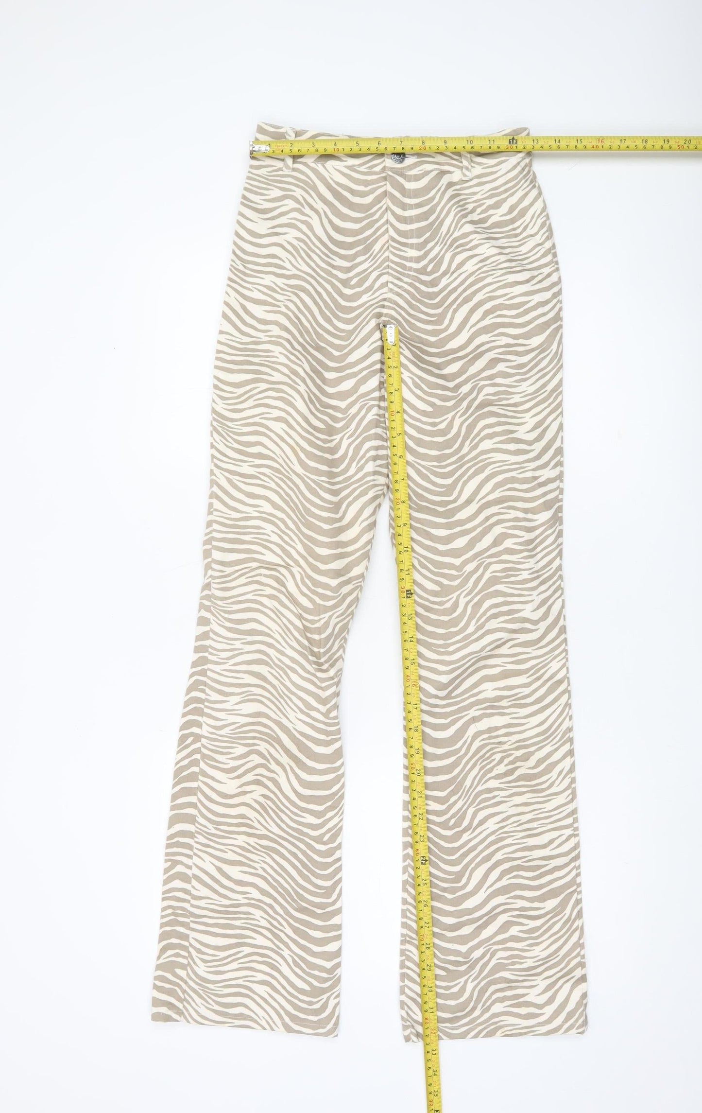 Motel Womens Beige Animal Print XS Flared Trousers