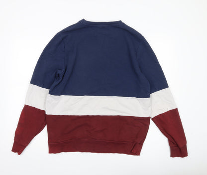 New Look Men’s Colour Block Sweatshirt Blue White Red Size L