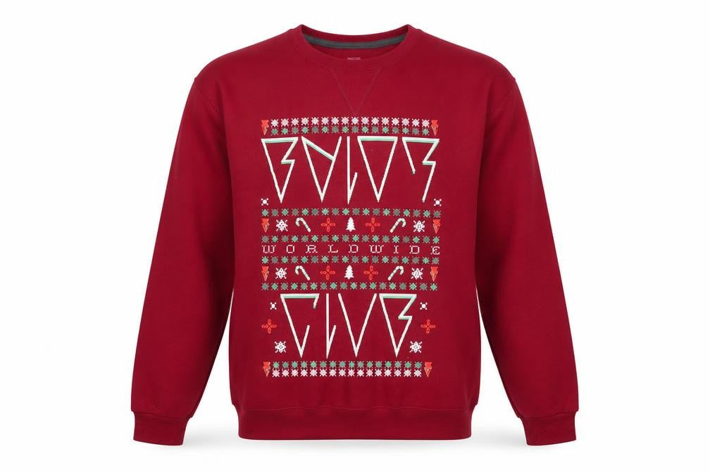 WWE Men’s Red Christmas Graphic Pullover Sweatshirt Size M