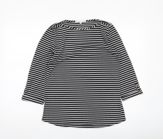 Lakeland Women’s Black Striped Boat Neck 3/4 Sleeve Blouse M